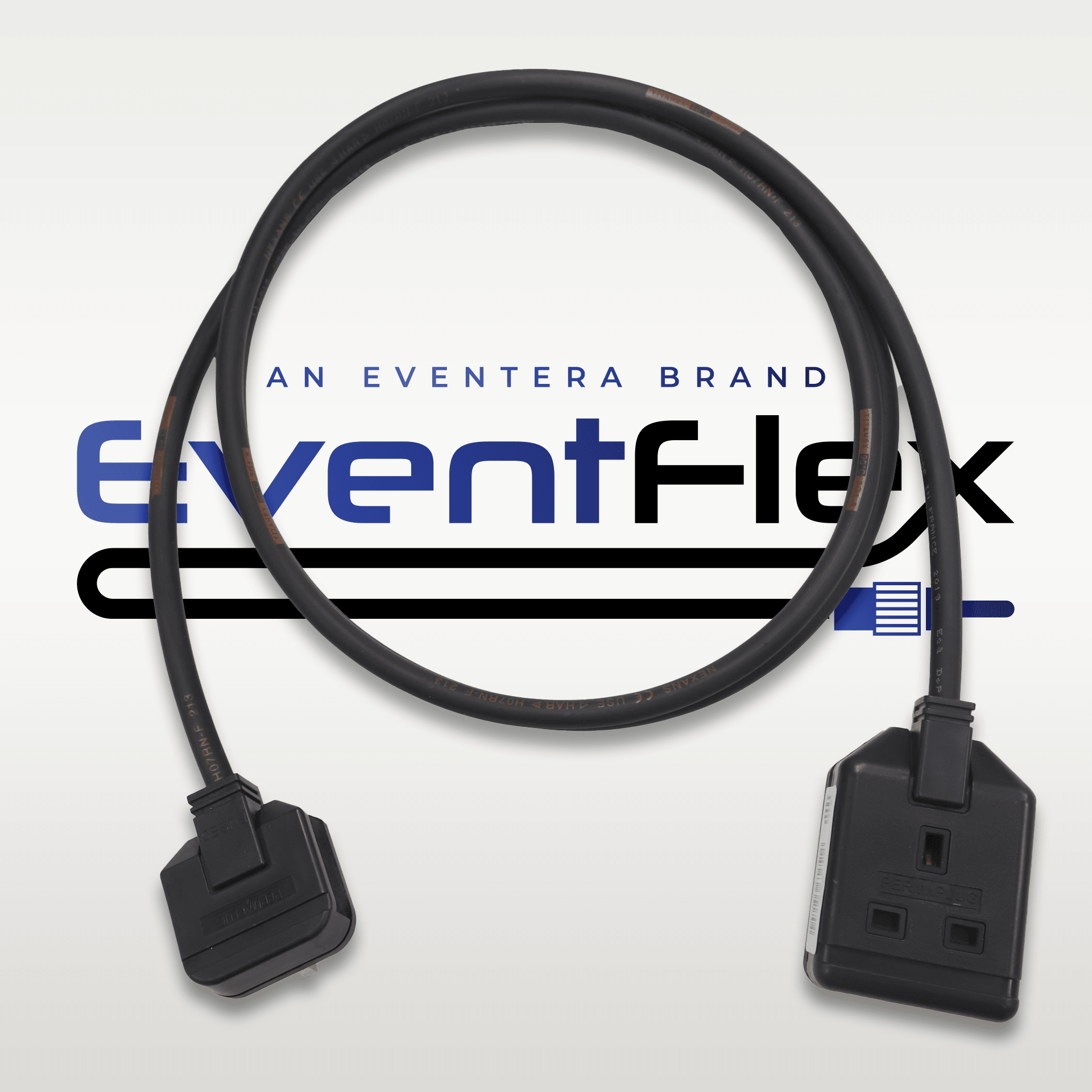 EventFlex - Heavy Duty Extension Cable 13A with 1.5mm Black Rubber HO7 Cable - Eventera AV LTD
