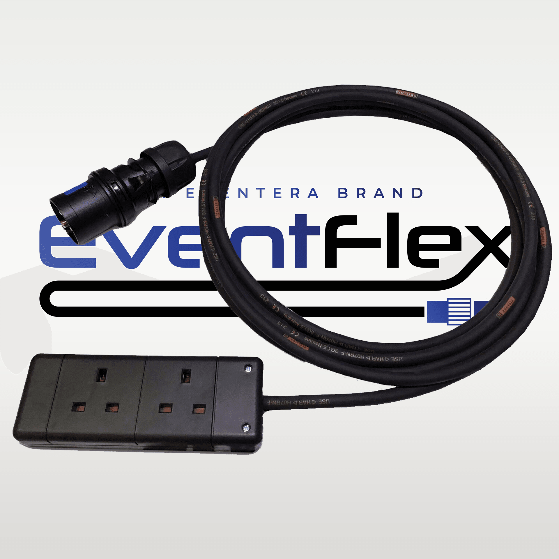EventFlex - PCE 16amp to 2 Gang 1.5mm HO7RN-F Rubber Cable - Eventera AV LTD